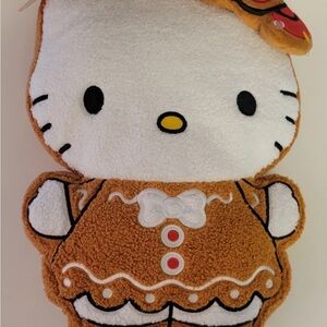Hello Kitty Christmas Gingerbread Plush Sherpa Pillow NWT HTF